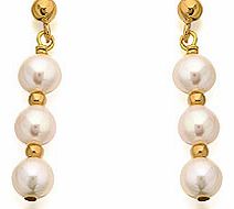 9ct Gold Cream Freshwater Pearl And Bead Drop