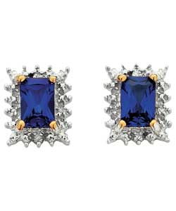 Created Ceylon Sapphire and Diamond Earrings