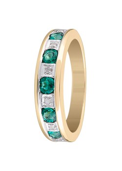 9ct Gold Created Emerald and Diamond Eternity Ring