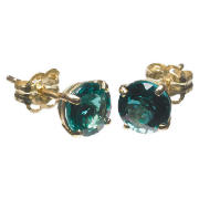 9ct Gold Created Emerald Earrings