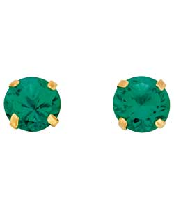 9ct Gold Created Emerald Stud Earrings
