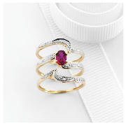 9ct gold Created Ruby and Diamond Bridal Ring