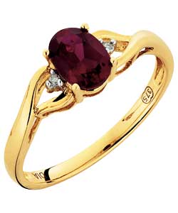 9ct Gold Created Ruby Pave Diamond Set Ring