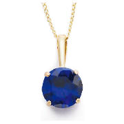 9ct Gold Created Sapphire Pendant - Birthstone