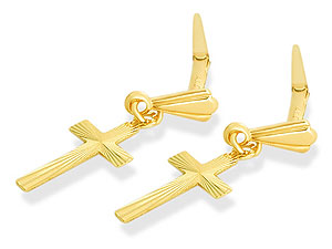 9ct Gold Cross Andralok Drop Earrings - 074034