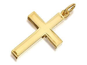 9ct Gold Cross With Millegrain Pattern Border -