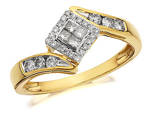 9ct Gold Crossover Diamond Cluster Ring 0.33ct
