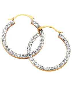 Crystal 20mm Square Tube Round Creole Earrings
