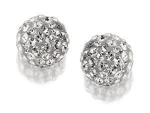 9ct Gold Crystal Ball Stud Earrings 10mm - 070653