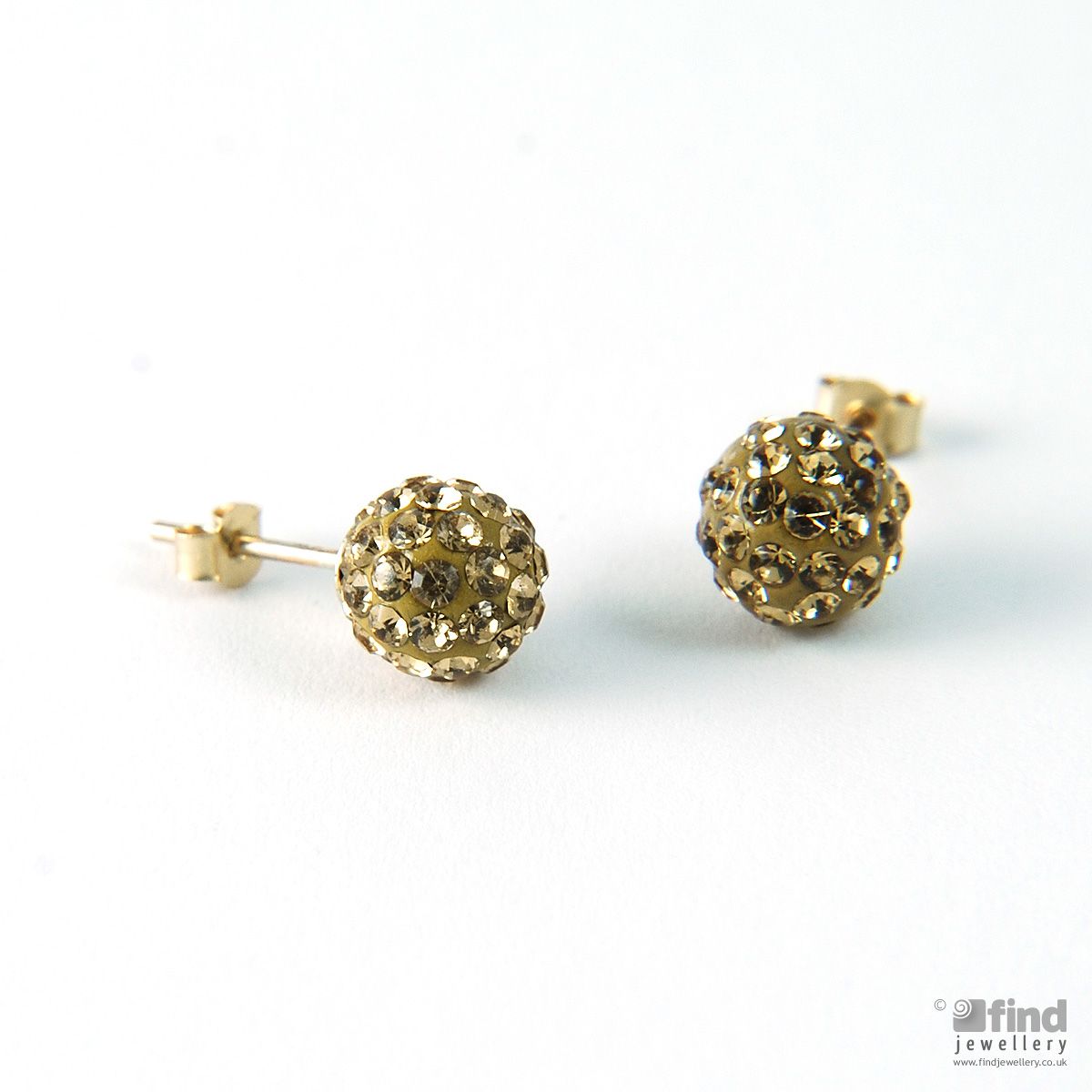 9ct Gold Crystal Ball Studs