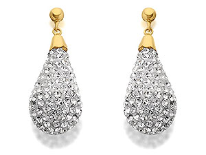 9ct Gold Crystal Bombe Drop Earrings 26mm drop