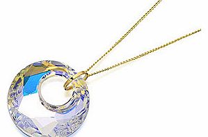 9ct Gold Crystal Circle Pendant And Chain - 188329