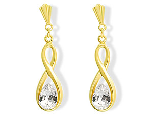 9ct Gold Crystal Drop Andralok Earrings - 074039