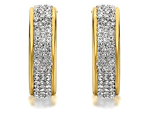 9ct Gold Crystal Half Hoop Earrings 16mm - 072595