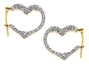 9ct Gold Crystal Heart Creole Earrings - 074133