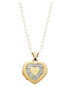9ct gold Crystal Heart Locket