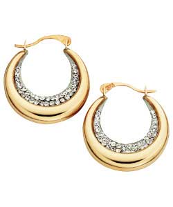 9ct gold Crystal Ridge Creole Earrings