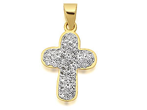 9ct Gold Crystal Set Cross - 186342