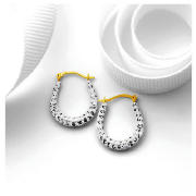 9ct Gold Crystal Set Oval Hoops