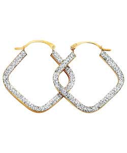 Crystal Square Tube Rhomboid Creole Earrings