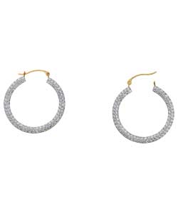 Crystal Square Tube Round Creole Earrings