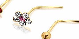 9ct Gold Crystal Three Nose Stud Boxed Set -