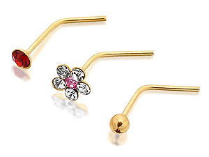 9ct Gold Crystal Three Nose Stud Set - 074555