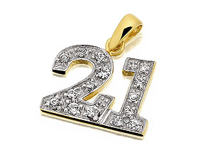 9ct Gold Cubic Zirconia 21st Birthday Charm