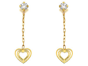 9ct Gold Cubic Zirconia Chain Heart Drop