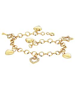 9ct Gold Cubic Zirconia Charm Bracelet