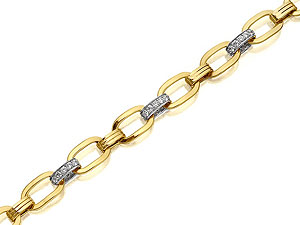 9ct Gold Cubic Zirconia Chunky Link Bracelet -