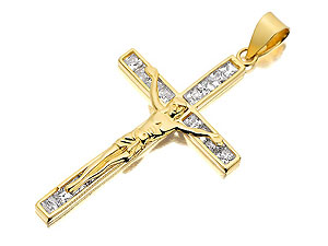 9ct Gold Cubic Zirconia Crucifix - 186319