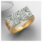 9ct gold Cubic Zirconia DAD Ring, R