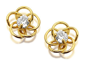 Cubic Zirconia Flower Earrings - 073243