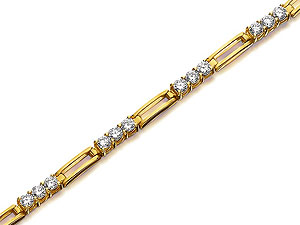 9ct Gold Cubic Zirconia Gate Bracelet - 078339