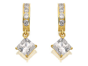 9ct Gold Cubic Zirconia Half Hoop Drop Earrings