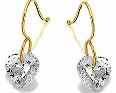 9ct Gold Cubic Zirconia Heart Hook Wire Earrings