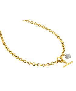9ct gold Cubic Zirconia Heart T-Bar Chain