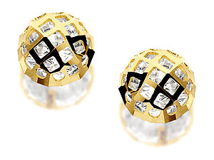 9ct Gold Cubic Zirconia Lattice Dome Earrings