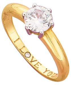 9ct Gold Cubic Zirconia Ring - Size Small (L)