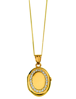 9ct Gold Cubic Zirconia set Locket 14020005