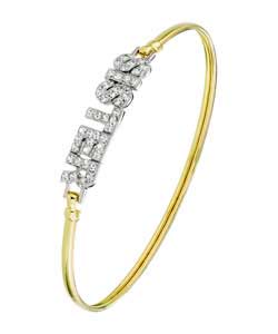 9ct gold Cubic Zirconia Sister; Bangle