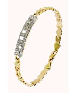 9ct gold Cubic Zirconia Sister; Heart and Kisses Bracelet
