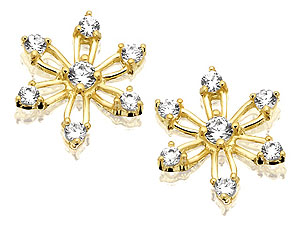 9ct Gold Cubic Zirconia Snowflake Earrings 10mm