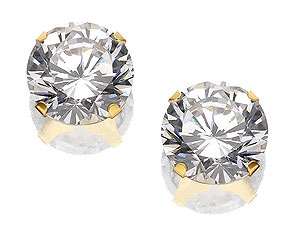 9ct Gold Cubic Zirconia Solitaire Earrings 10mm