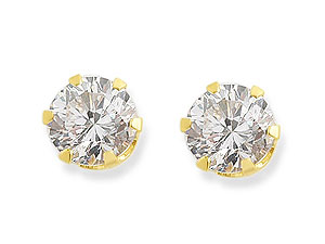 9ct Gold Cubic Zirconia Solitaire Earrings 4mm
