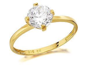 9ct Gold Cubic Zirconia Solitaire Ring - 186215