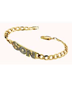 9ct gold Cubic Zirconia Son; Curb Bracelet
