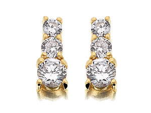 9ct Gold Cubic Zirconia Trilogy Earrings 10mm -