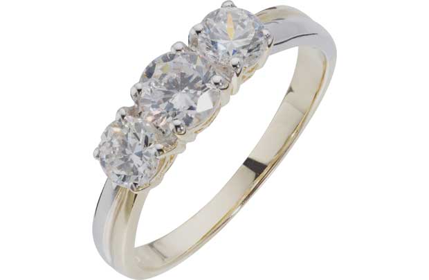 9ct Gold Cubic Zirconia Trilogy Ring